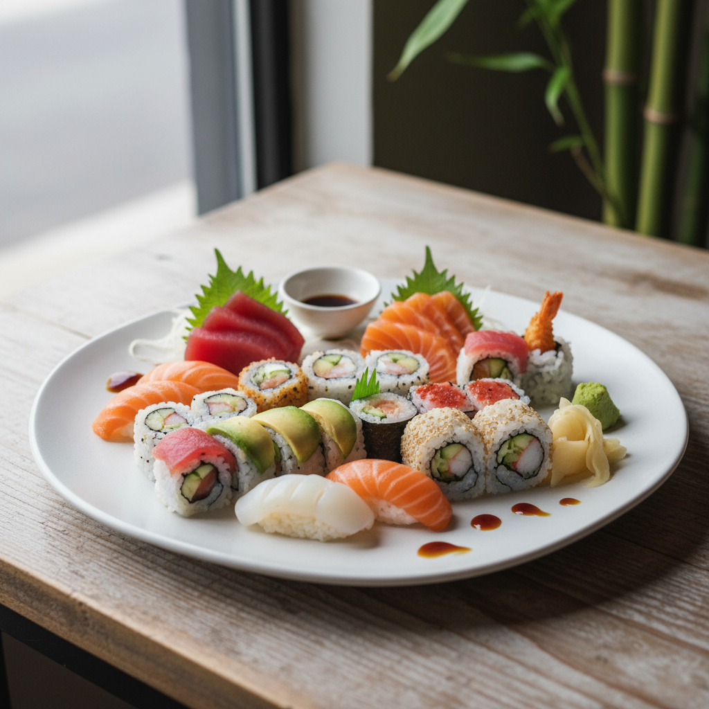 Assortierte Sushi- und Sashimi-Auswahl